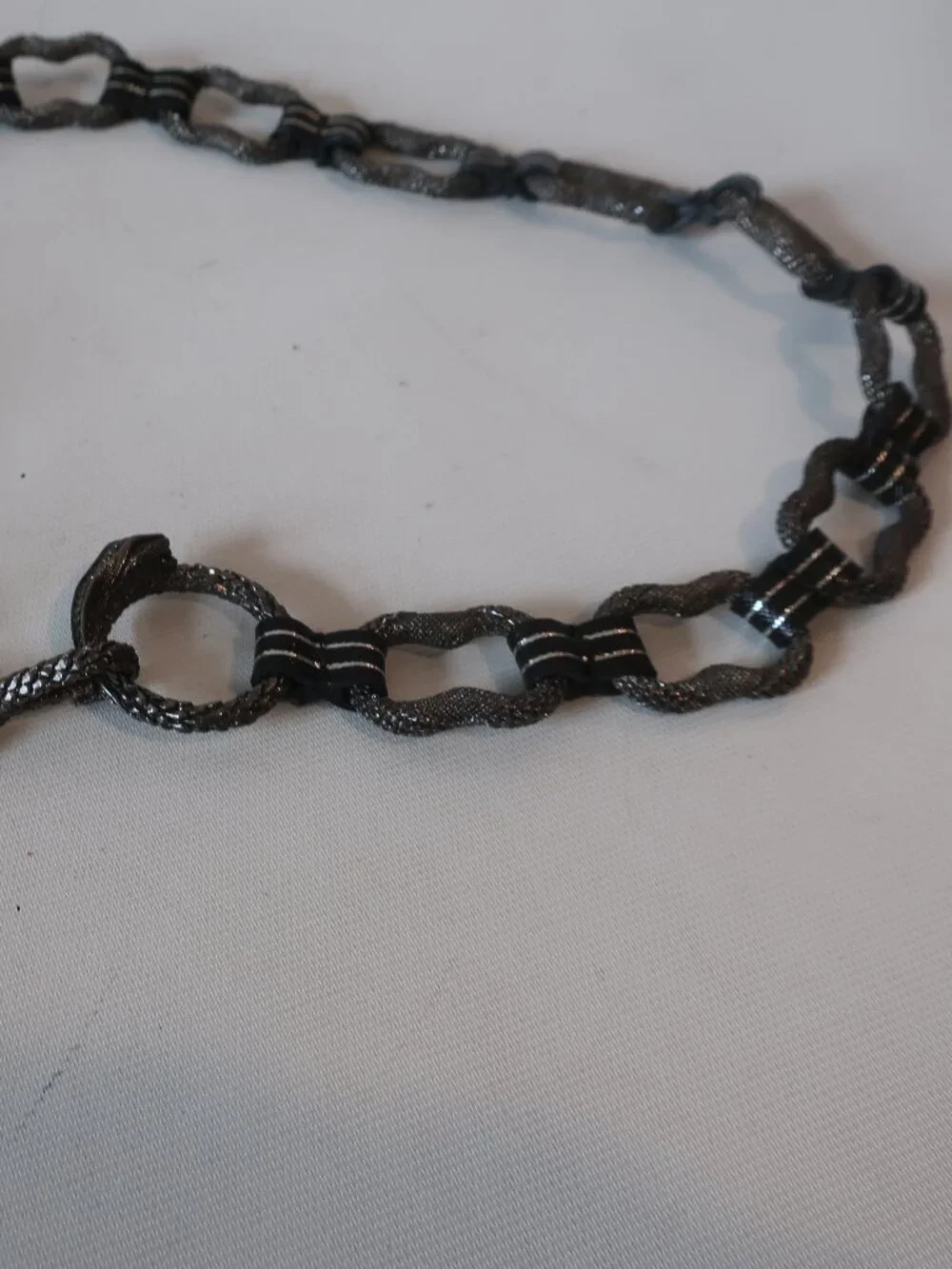 Womens Unbranded Silver Black Metal Python Snake Head Chain Link Waist Belt M